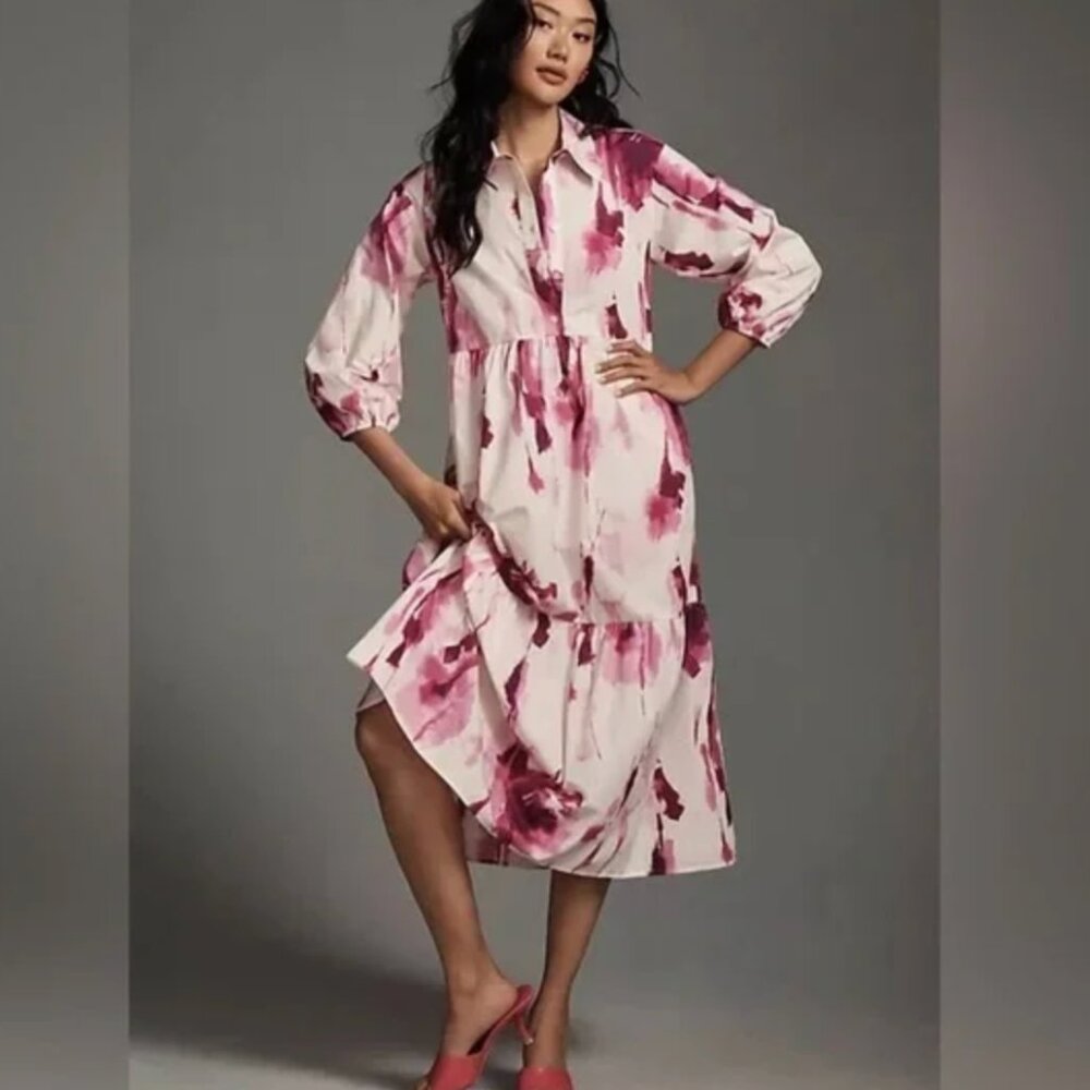 Maeve Bettina Tiered Dress in Watercolor - 100% Cotton